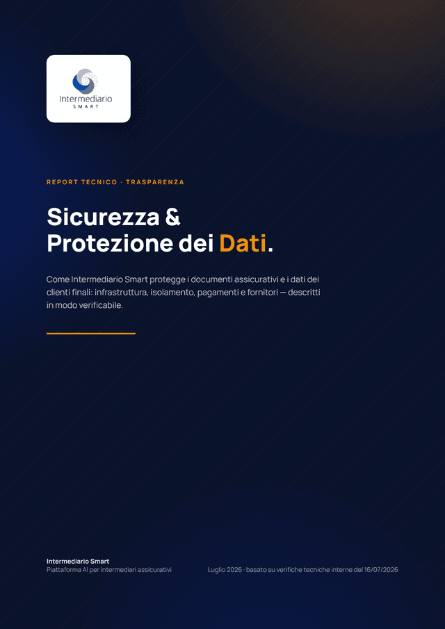 Copertina del Report Sicurezza & Protezione Dati di Intermediario Smart